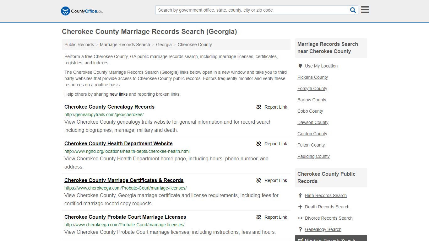 Cherokee County Marriage Records Search (Georgia) - County Office