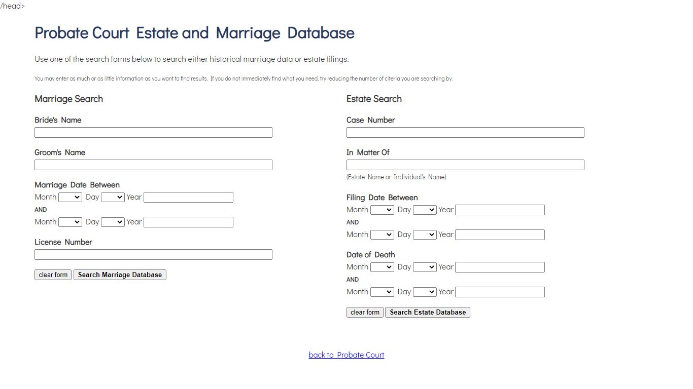 Probate Court Estate and Marriage Database - Cherokee County, Georgia