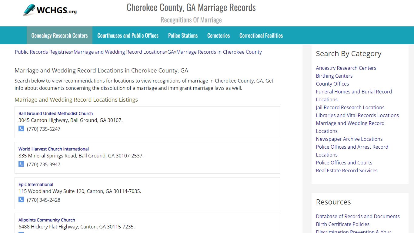 Cherokee County, GA Marriage Records - Recognitions Of Marriage