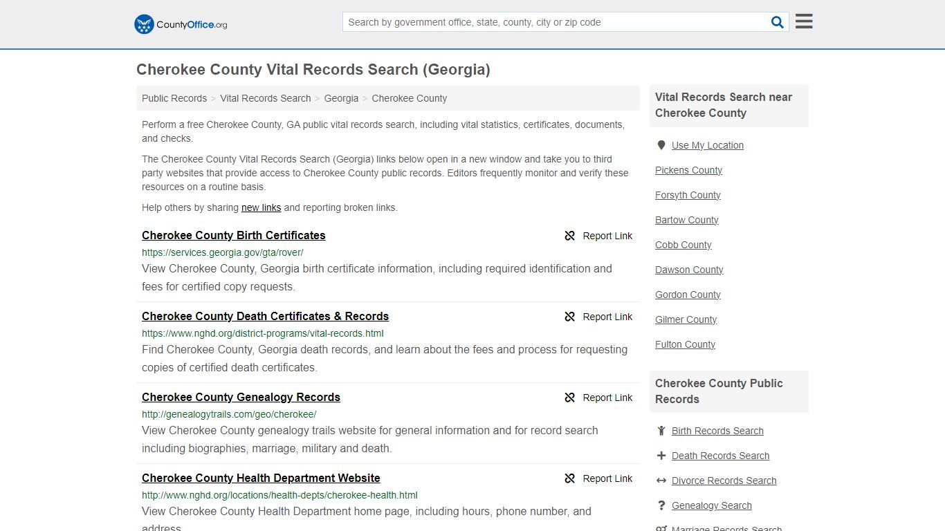 Vital Records Search - Cherokee County, GA (Birth, Death, Marriage ...